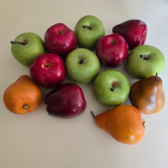 Collection of Realistic Faux Fruit Green Red Apples Golden Pears for Fall Decor - Picture 1 of 6